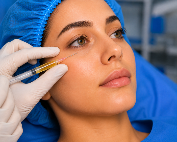 Surgeon consulting a patient about Under-Eye Fat Grafting